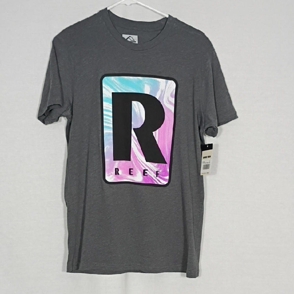 NWT Reef Mens Gray Graphic Short Sleeve Shirt Size Medium